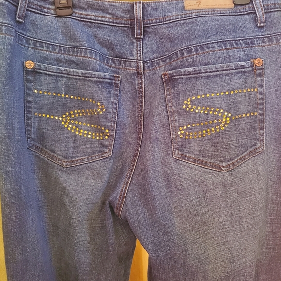 Seven 7 Premium Denim RustGold Rhinestone Embellished SZ 16 x32-33L Like New - Picture 8 of 17